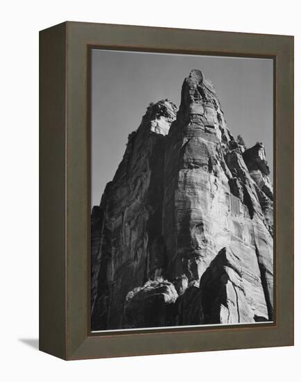 Rock Formation From Below "In Zion National Park" Utah.  1933-1942-Ansel Adams-Framed Stretched Canvas