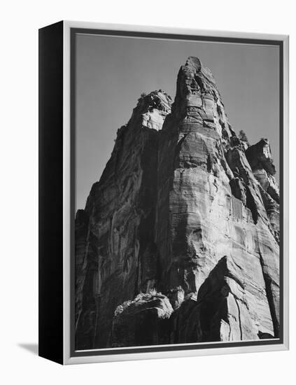 Rock Formation From Below "In Zion National Park" Utah.  1933-1942-Ansel Adams-Framed Stretched Canvas