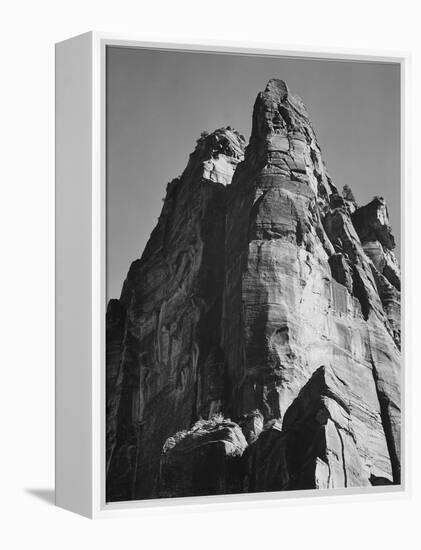 Rock Formation From Below "In Zion National Park" Utah.  1933-1942-Ansel Adams-Framed Stretched Canvas