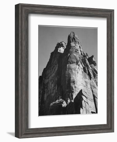 Rock Formation From Below "In Zion National Park" Utah.  1933-1942-Ansel Adams-Framed Art Print