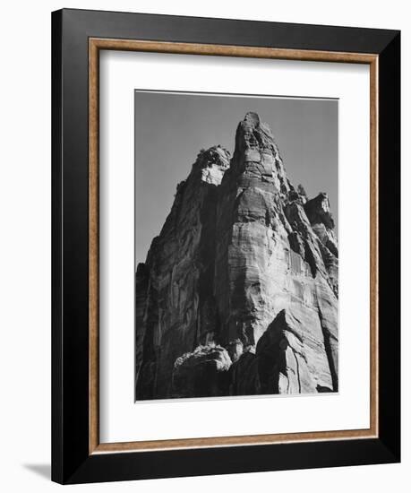 Rock Formation From Below "In Zion National Park" Utah.  1933-1942-Ansel Adams-Framed Art Print