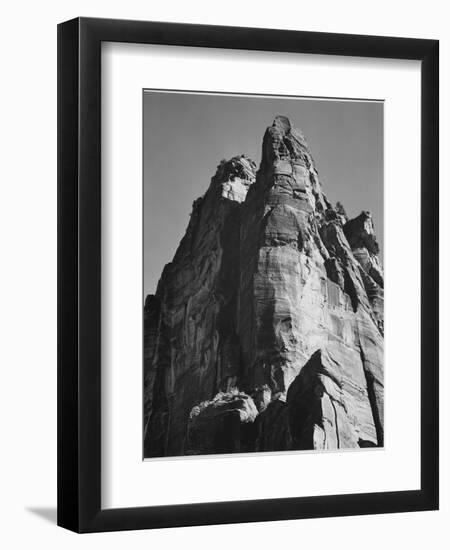 Rock Formation From Below "In Zion National Park" Utah.  1933-1942-Ansel Adams-Framed Art Print