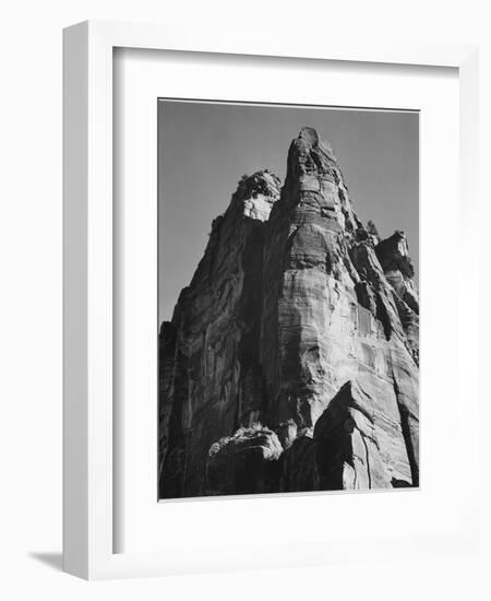 Rock Formation From Below "In Zion National Park" Utah.  1933-1942-Ansel Adams-Framed Art Print