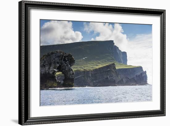 Rock Formation known as Gada's Stack on Foula Island, Shetlands, Scotland, United Kingdom, Europe-Michael Nolan-Framed Photographic Print