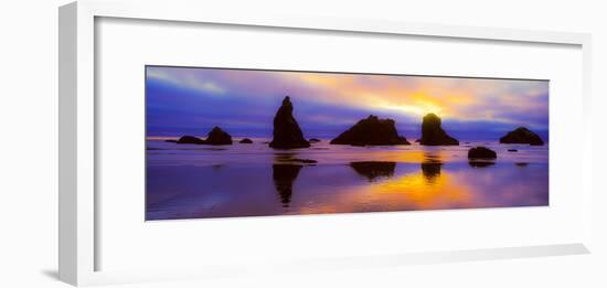 Rock formations along the coast in Bandon, Coos County, Oregon, USA-null-Framed Photographic Print