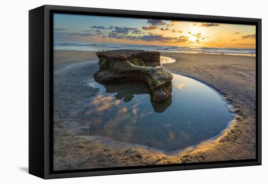 Rock Formations at Swamis Beach in Encinitas, Ca-Andrew Shoemaker-Framed Premier Image Canvas