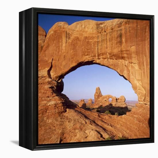 Rock Formations Caused by Erosion, with Turret Arch Seen Through North Window, Utah, USA-Tony Gervis-Framed Premier Image Canvas