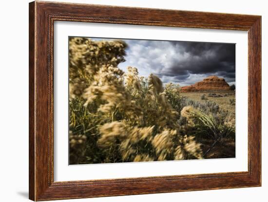 Rock Formations In Monticello, Utah Painted With Light During An On Coming Desert Storm-Dan Holz-Framed Photographic Print