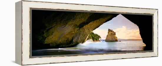 Rock Formations in the Pacific Ocean, Cathedral Cove, Coromandel, East Coast, North Island-null-Framed Stretched Canvas