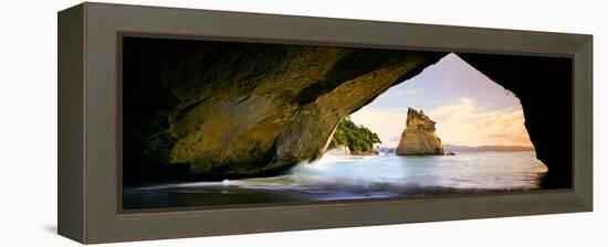 Rock Formations in the Pacific Ocean, Cathedral Cove, Coromandel, East Coast, North Island-null-Framed Stretched Canvas