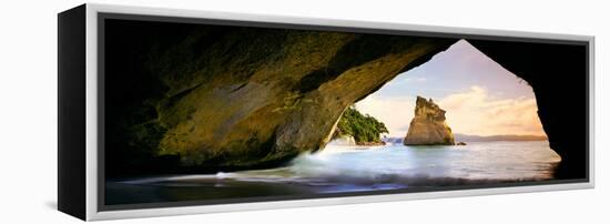 Rock Formations in the Pacific Ocean, Cathedral Cove, Coromandel, East Coast, North Island-null-Framed Stretched Canvas