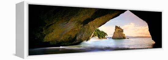 Rock Formations in the Pacific Ocean, Cathedral Cove, Coromandel, East Coast, North Island-null-Framed Stretched Canvas