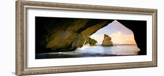 Rock Formations in the Pacific Ocean, Cathedral Cove, Coromandel, East Coast, North Island-null-Framed Photographic Print