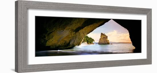 Rock Formations in the Pacific Ocean, Cathedral Cove, Coromandel, East Coast, North Island-null-Framed Photographic Print