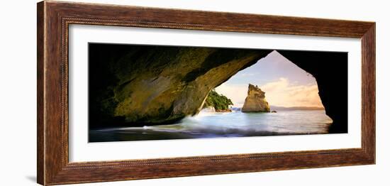 Rock Formations in the Pacific Ocean, Cathedral Cove, Coromandel, East Coast, North Island-null-Framed Photographic Print