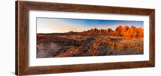 Rock Formations on a Landscape at Sunrise, Door Trail, Badlands National Park, South Dakota, USA-null-Framed Photographic Print