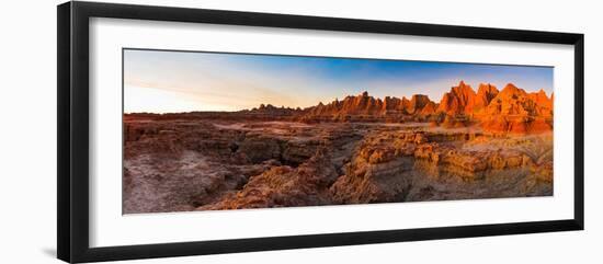 Rock Formations on a Landscape at Sunrise, Door Trail, Badlands National Park, South Dakota, USA-null-Framed Photographic Print