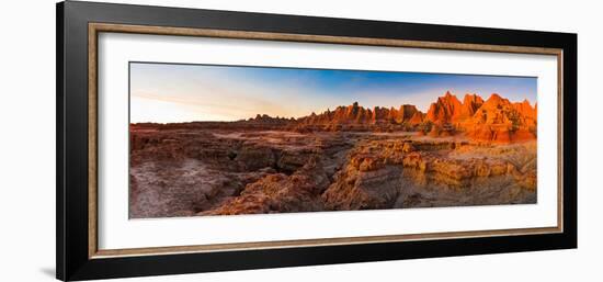 Rock Formations on a Landscape at Sunrise, Door Trail, Badlands National Park, South Dakota, USA-null-Framed Photographic Print