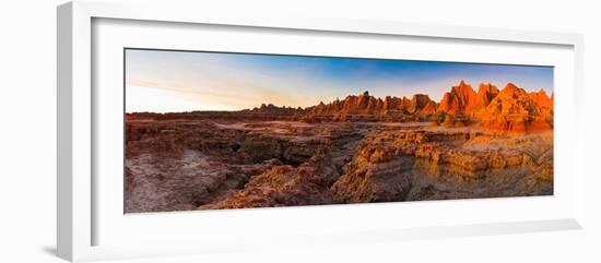 Rock Formations on a Landscape at Sunrise, Door Trail, Badlands National Park, South Dakota, USA-null-Framed Photographic Print