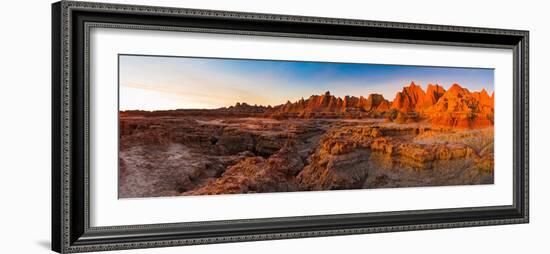 Rock Formations on a Landscape at Sunrise, Door Trail, Badlands National Park, South Dakota, USA-null-Framed Photographic Print