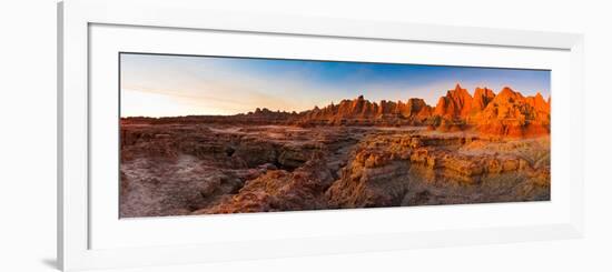 Rock Formations on a Landscape at Sunrise, Door Trail, Badlands National Park, South Dakota, USA-null-Framed Photographic Print