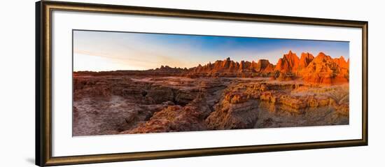 Rock Formations on a Landscape at Sunrise, Door Trail, Badlands National Park, South Dakota, USA-null-Framed Photographic Print