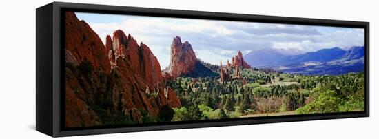 Rock Formations on a Landscape, Garden of the Gods, Colorado Springs, Colorado, USA-null-Framed Stretched Canvas
