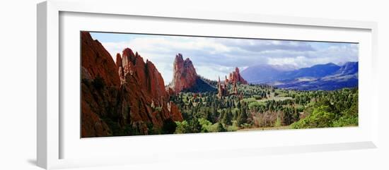 Rock Formations on a Landscape, Garden of the Gods, Colorado Springs, Colorado, USA-null-Framed Photographic Print