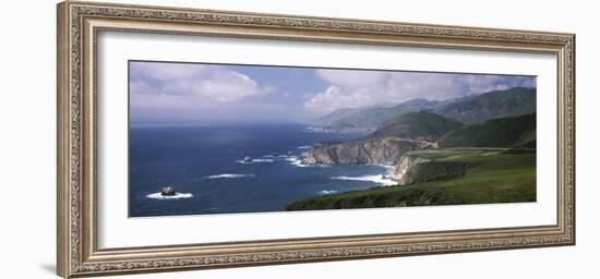 Rock Formations on the Beach, Bixby Bridge, Pacific Coast Highway, Big Sur, California, USA-null-Framed Photographic Print