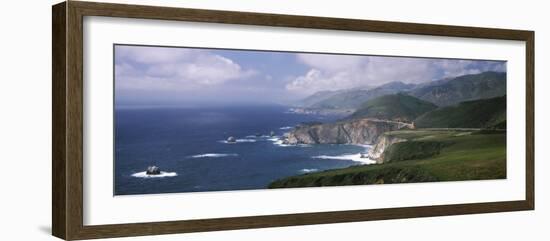 Rock Formations on the Beach, Bixby Bridge, Pacific Coast Highway, Big Sur, California, USA-null-Framed Photographic Print