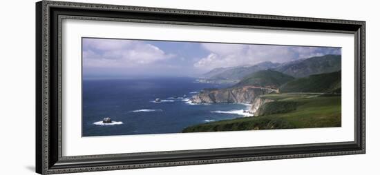 Rock Formations on the Beach, Bixby Bridge, Pacific Coast Highway, Big Sur, California, USA-null-Framed Photographic Print