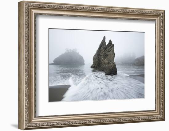 Rock formations on the coast, Cannon Beach, , Pacific Northwest, Oregon, USA-Panoramic Images-Framed Photographic Print