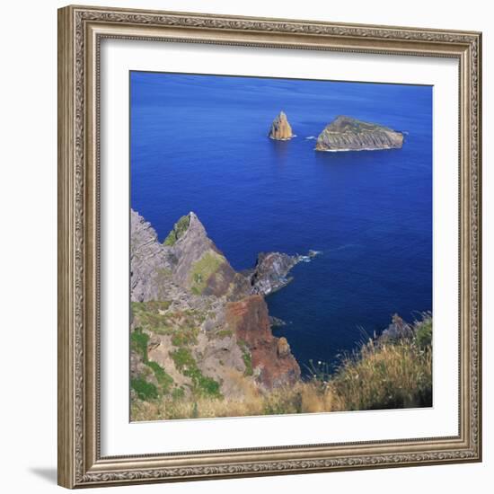 Rock Formations on the Volcanic Coastline on the Island of Graciosa in the Azores, Portugal-David Lomax-Framed Photographic Print