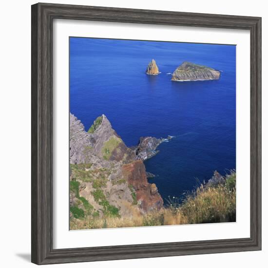 Rock Formations on the Volcanic Coastline on the Island of Graciosa in the Azores, Portugal-David Lomax-Framed Photographic Print