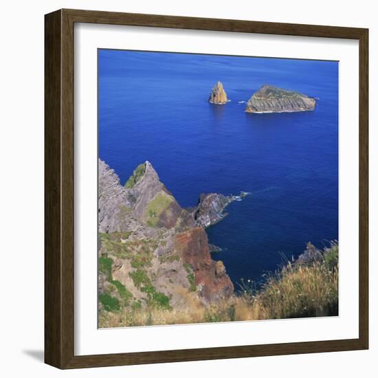 Rock Formations on the Volcanic Coastline on the Island of Graciosa in the Azores, Portugal-David Lomax-Framed Photographic Print