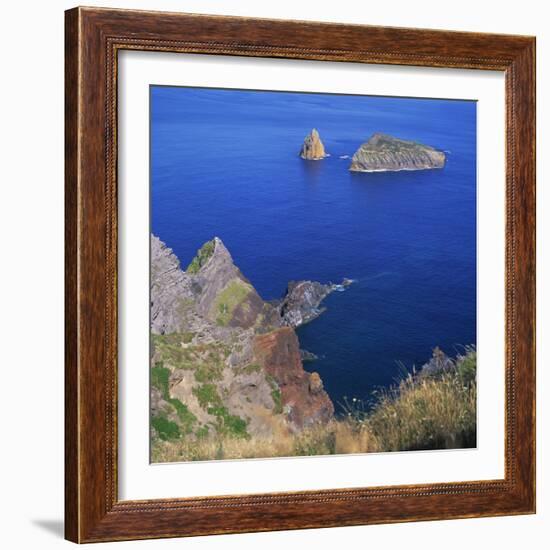 Rock Formations on the Volcanic Coastline on the Island of Graciosa in the Azores, Portugal-David Lomax-Framed Photographic Print