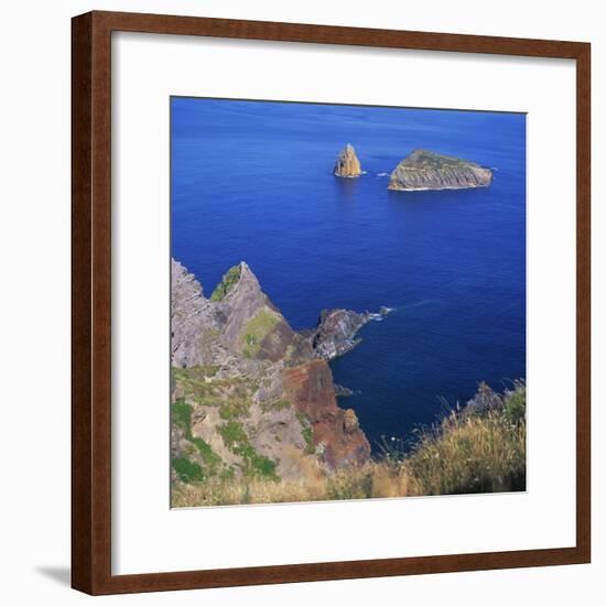 Rock Formations on the Volcanic Coastline on the Island of Graciosa in the Azores, Portugal-David Lomax-Framed Photographic Print