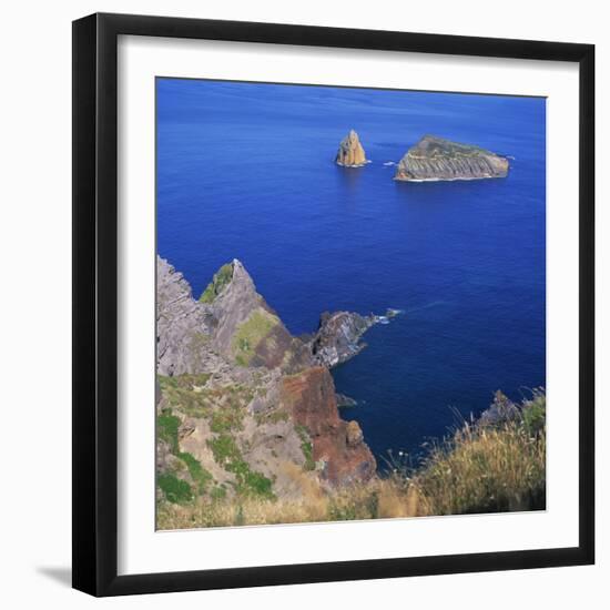 Rock Formations on the Volcanic Coastline on the Island of Graciosa in the Azores, Portugal-David Lomax-Framed Photographic Print