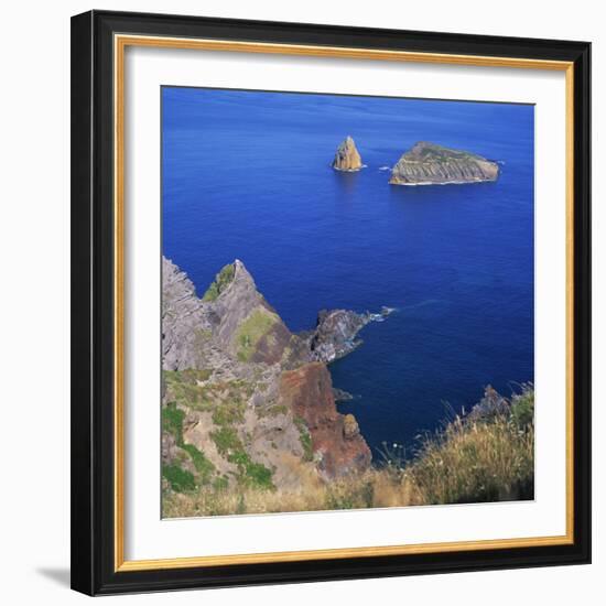 Rock Formations on the Volcanic Coastline on the Island of Graciosa in the Azores, Portugal-David Lomax-Framed Photographic Print