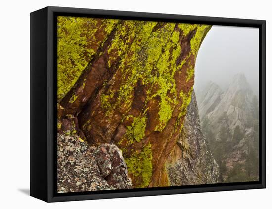 Rock Formations Seen Beyond Lichen Covered Rocks on the First Flatiron Above Boulder, Colorado.-Ethan Welty-Framed Premier Image Canvas