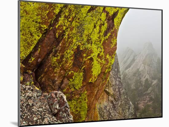 Rock Formations Seen Beyond Lichen Covered Rocks on the First Flatiron Above Boulder, Colorado.-Ethan Welty-Mounted Photographic Print