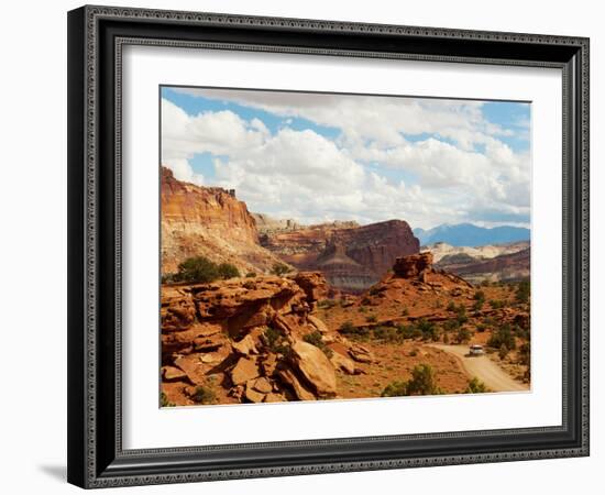 Rock Formations Under the Cloudy Sky, Capitol Reef National Park, Utah, USA-null-Framed Photographic Print