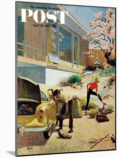 "Rock Garden," Saturday Evening Post Cover, April 22, 1961-George Hughes-Mounted Giclee Print