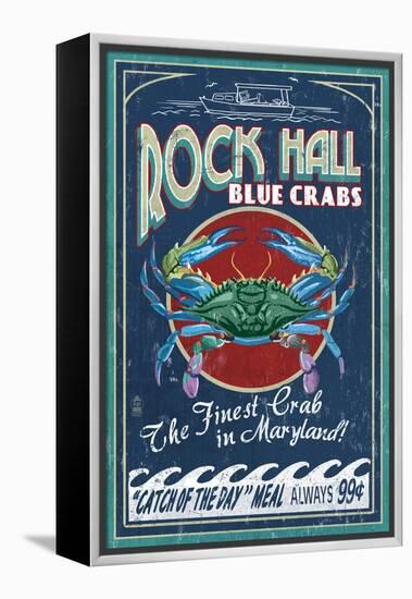 Rock Hall, Maryland - Blue Crabs-Lantern Press-Framed Stretched Canvas