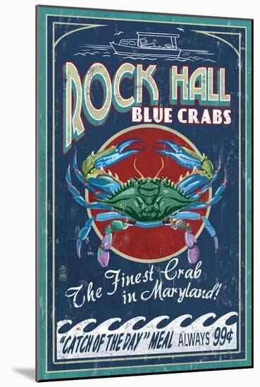 Rock Hall, Maryland - Blue Crabs-Lantern Press-Mounted Art Print