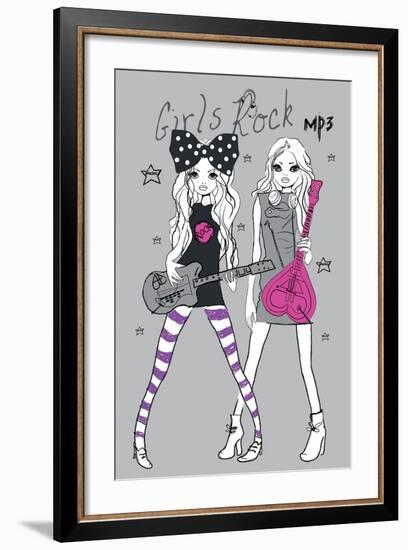 Rock Illustration Music Woman-studiohome-Framed Art Print