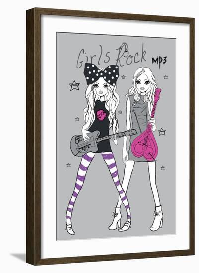 Rock Illustration Music Woman-studiohome-Framed Art Print