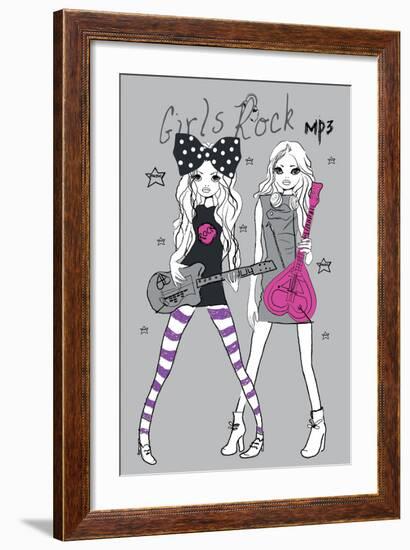 Rock Illustration Music Woman-studiohome-Framed Art Print