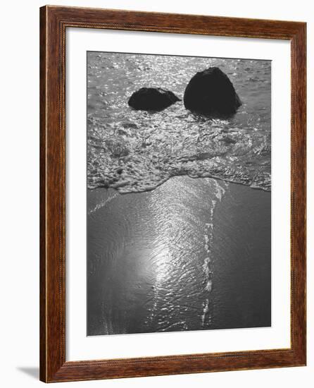 Rock in Sea Water View around Mumbai and Porbandar Area of Gujarat-null-Framed Photographic Print