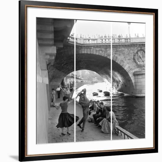 Rock 'N' Roll Dancers On Paris Quays, River Seine,-Paul Almasy-Framed Giclee Print